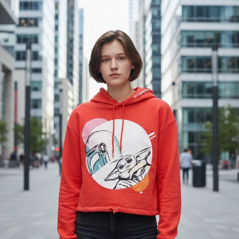 Disney Parks Star Wars The Mandalorian Baby Yoda Pullover Hoodie, Women's SZ XL - Picture 2 of 7